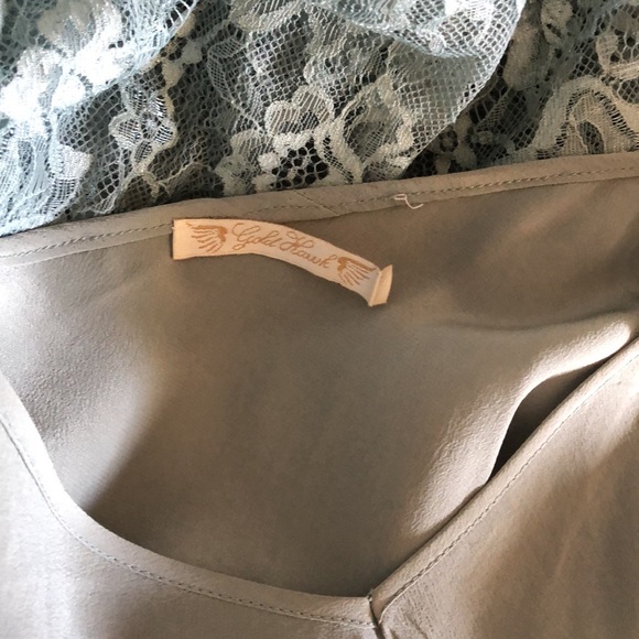 Gold hawk antique blue lace and silk dress - Picture 5 of 7